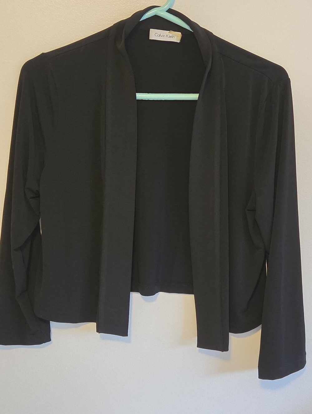 Calvin Klein Black Open-Front Cropped Lightweight Cardigan